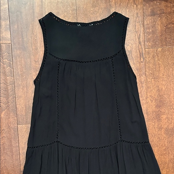 Scotch & Soda Paradise Cove Black Maxi Dress with Open Crochet Lace Trim, Size 6 - Picture 10 of 16